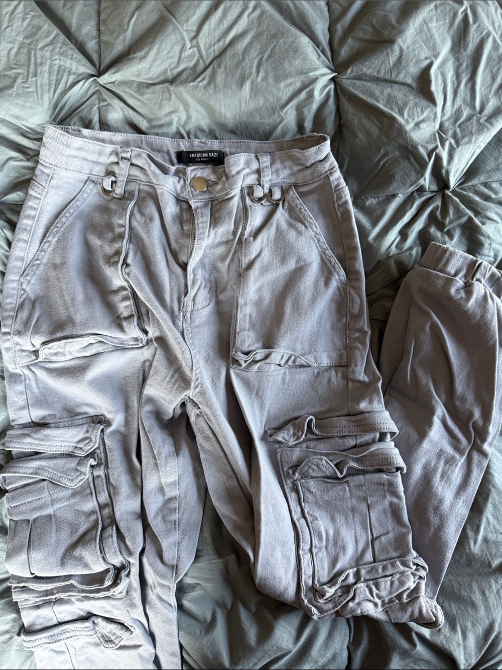 American Bazi Light Gray Cargo Jeans